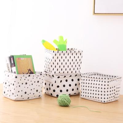 China Printing Small Cool Cloth Storage Basket Sundries Underwear Storage Durable Desktop Basket for sale