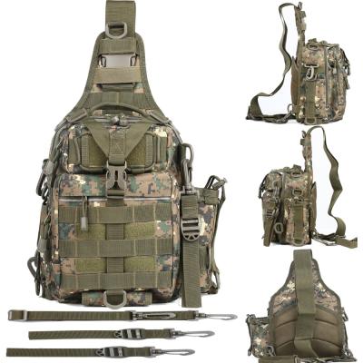 China 600D Polyester Tactical Outdoor Bag Multifunctional Water Resistant Fishing Bag Single Shoulder Bag for sale