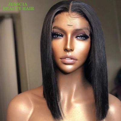 China Other Wholesale Peruvian Lace Frontal Human Hair Bob Wig, Glueless Curly Virgin Transparent Bob Wigs for sale