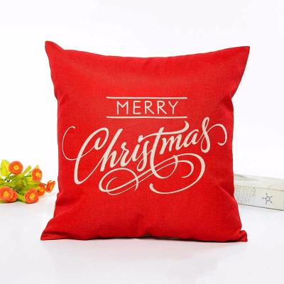 China Pillow Cover Stock Xmas Pillowcase Cover Christmas Decorations For Home Tree Santa Claus Flax Linen Cushion Cover Set Red Pillow Case for sale