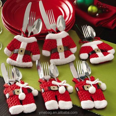 China New Year Santa Silverware Holders Christmas Decorations Houspace 6 Pcs Christmas Home Decor Christamas New Pockets Dinner Decor 3 Clothes and 3 Pants for sale