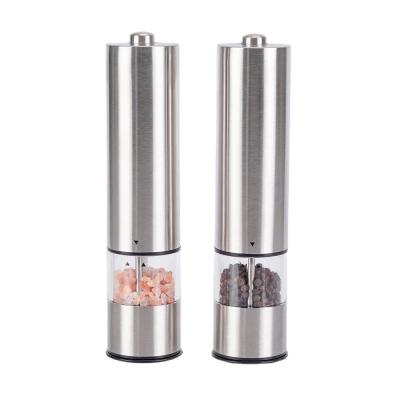 China Sustainable Automatic Electric Acrylic Adjustable Portable Salt and Pepper Crusher Spice Grinder Set Salt Mill with Light for sale