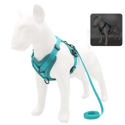 China Padded No Pull Dog Harness And Leash Set Adjustable Pet Harness Vest For Small Cats Dogs Reflective Mesh Dog Harness for sale