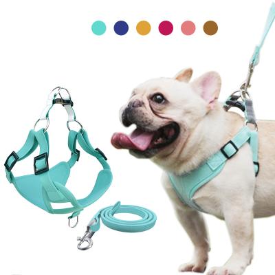 China Cute Padded Soft Suede Dog Harness Vest Reflective Harness And Leash Set For Small Medium Dogs for sale