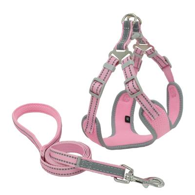 China Small Medium Padded Dog Harness and Leash Set Reflective Mesh Breathable Traction Pet Harness Vest No for sale