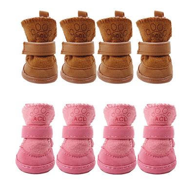 China Sustainable Winter Snow Dog Shoes For Small Dogs Warm Plush Puppy Cat Dog Boots For Sports for sale