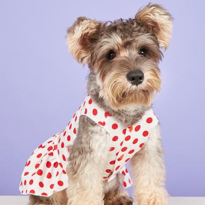 China Wholesale Cute Viable Polka Dot Ribbon Cozy Sleeveless Dog Shirt Sunbathing Dog Dress for sale