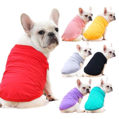 China Solid Logo Custom Wholesale Summer Cool Cotton Viable Dog Vest Pet Clothes Dog Plain T-shirt for sale