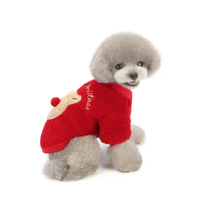 China Sustainable Christmas Little Dog Clothes Dog Christmas Jackets Pet Red Sweater for sale