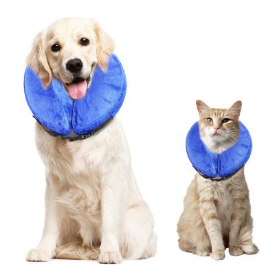 China Padded Amazon Customized Elizabethan Pets Cat Dog Inflatable Collar PVC Cone Core Soft Protective E-Collar Recovery for sale