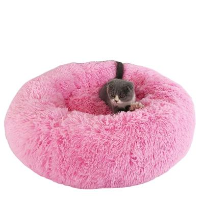 China Breathable PP Cotton Plush Pet Bed Removable Washable Round Donut Cat Mat Dog Bed Luxury for sale