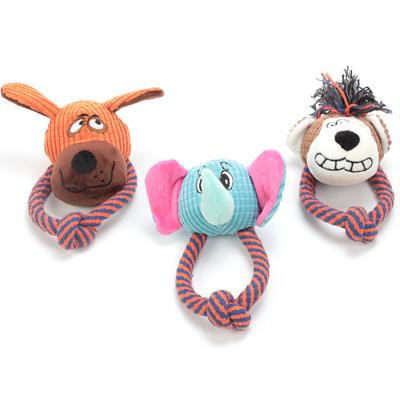 China Sustainable Cartoon Animals Dog Chew Toy Cotton Rope Squeaky Dog Toy For Small Dogs for sale