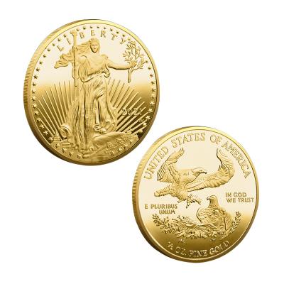 China Global Hot Selling American Statue of Liberty Coin Gold and Eagle Military Coins Silver Plated for sale