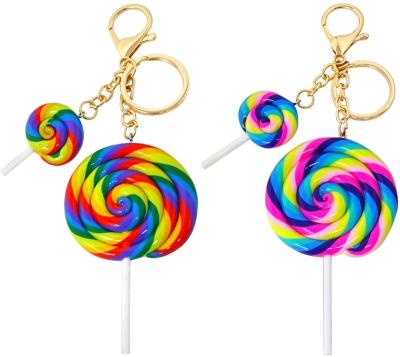 China Rainbow Global Lollipop Simulation Girl Candy Color Car Bag Keychain Cute Resin Keychains Keychains for sale