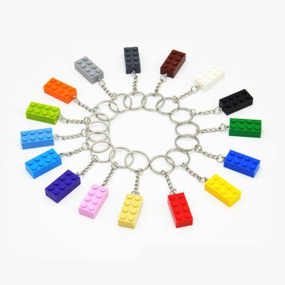 China Colorful Global Building Block The Key Chain Logo Accessories Model Key Chain Small Particle Bricks Custom Pendant for sale