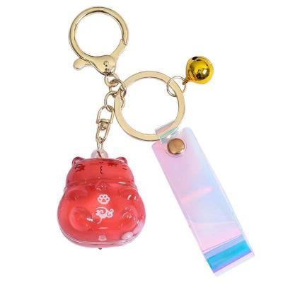 China Global Wholesale Cute Plutus Cat Add Oil Liquid Keychain Keychain Decorations Floating Acrylic Pendant Gift for sale