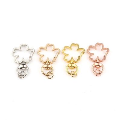 China Promotion Gift Snap Hook Keychains Key Ring Lobster Clasp Hooks Flower Hollow Keychain for sale