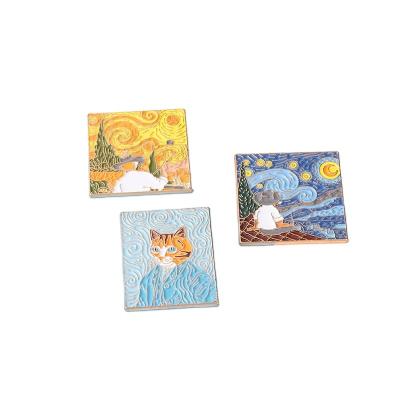 China New global hot creative cartoon oil painting design modeling alloy soft badge enamel accessory brooch for sale