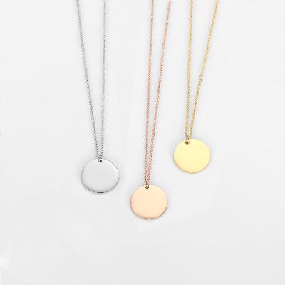 China Global Elegance Gold Silver Simple Circular Stainless Steel Necklace Pendant Clavicle Chain for sale