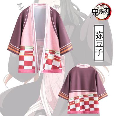 China Global Slayer Anime Demon Haori Cloak Kamado Tanjirou Nezuko Costume Bathrobe Cape Cape for sale