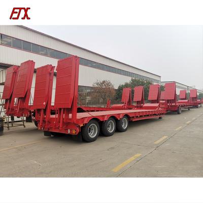 China Trailer parts hydraulic ladder low loader 3 axle 80 ton lowbed semi trailer with automatic ladder for sale for sale