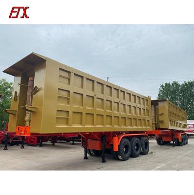 China Hydraulic Trailer Parts 3 Axles Tipper Trailer 60 Ton 70 Ton Tipper Dump Optional Lift Trailer Truck Semi For Sale for sale