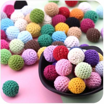 China Wholesale Eco-Friendly Beech 36 Color Baby Teether Beads 16mm Soft 16mm Wooden Crochet Bead Teether Crochet Bead For Baby Teething for sale