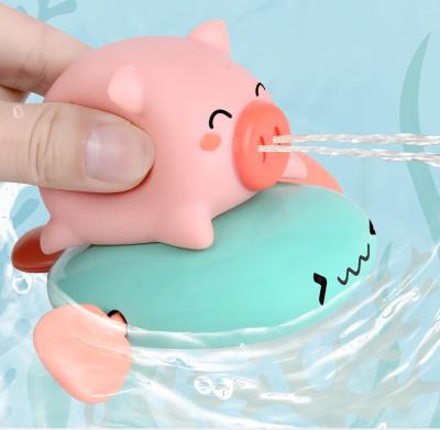 China Baby Bath Toy Hot Selling Baby ABS Bath Toy Pink Pig Squeeze Bath Squeeze Material Water Spray For Baby for sale