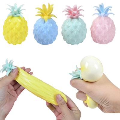 China Eco-friendly amazon stress balls wiggle toys squeeze fruit fingertip needoh fruit toy squeeze pineapple silicone groovy toys for sale