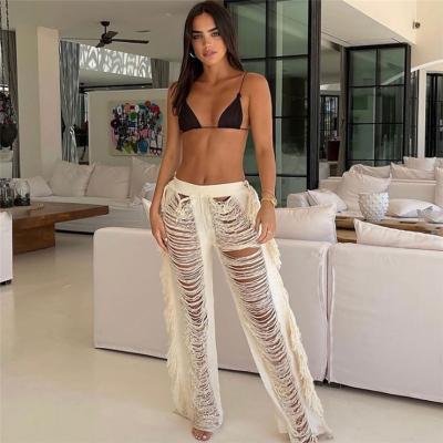 China QUICK DRY women's pants women's pants pants with tassel women's pants with hollow women's pants fringe pants for sale