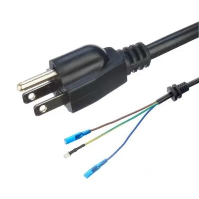 China ETL Certified 3-Copper Core SJTW 10/12/14 Awg 3 Prong PVC Insulated Wire Nema 5-15p To Bare End AC Power Cords for sale