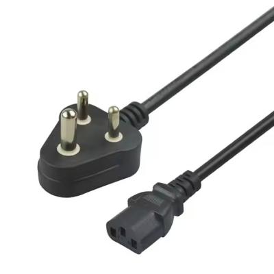 China Good Quality Pvc Jacket Power Supply Electrical Power Cable Laptop India Plug Power Cord Black for sale