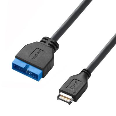 China Cable de alimentação da placa-mãe do computador USB 3.1 Tipo-E macho para IDC20P macho Adaptador de cabo de cabo de extensão de 20 pines à venda