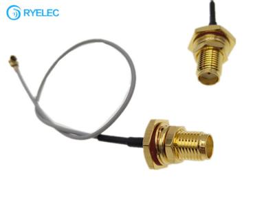 China Conector fêmea impermeável de IP67 SMA com anel ao cabo do RF da trança de Ipex 150mm 1.13mm à venda