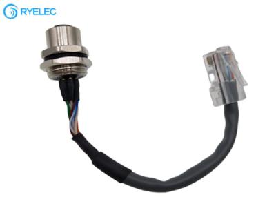 China Conector de encargo de M12 8 Pin Panel Mount Waterproof Female al cable de la red de la ronda Rj45 en venta