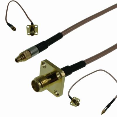 China SMA 4 Holes Female With RG178 Coaxial Pigtail RF Cable To MMCX Male for sale