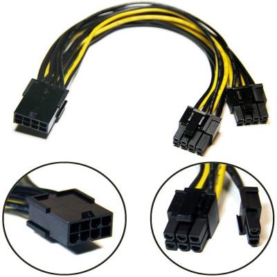 중국 Pcie 8pin 여성-듀얼 pcie 6 2pin 남성 vga 분배기 전원 변환기 케이블 18awg 20cm 그래픽 gpu 비디오 카드 판매용