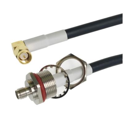 China IP67 Waterproof RF Cable Assemblies With M16*1.0 Rear Bulkhead SMA Male Pigtail Cable for sale