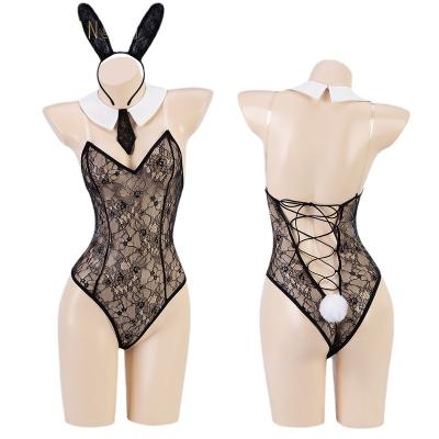 China Sex Sexy Swing Sexy Lingerie Underwear Lace Suspender Lace Up Buckle Onesie Bunny Girl Transparent Uniform Set for sale