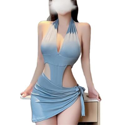 China Night Club Secretary Hip Wrap Sexy Sexy Pajamas Buckle Halter Underwear Lace Skirt Uniform Set for sale