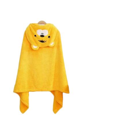 China Children's safe hooded cloak bath towel men and women's treasure cartoon fleece coral bathrobe thickened no shedding for sale