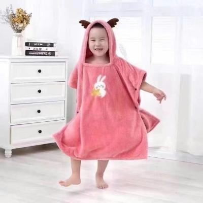 China 2022 Cute Animal Coral Fleece Pattern Breathable Baby Bathrobes Safe For Kids Children Bath Hooded Towel Children for sale