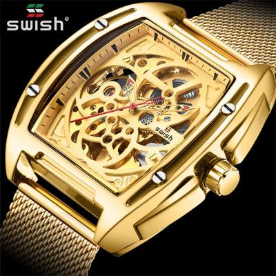 China WHIST 2021 Mechanical Gold Water Resistant Men Automatic Watch With Skeleton Mesh Strap Luxury Waterproof Sports Tourbillon Wristwatch for sale