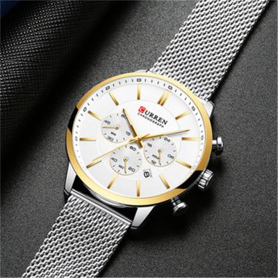 China New CURREN 8340 Fashion Luxury Quartz Chronograph Clock Men's Brand Watch Causal Sport Watches Date Wristwatch Steel Mesh for sale