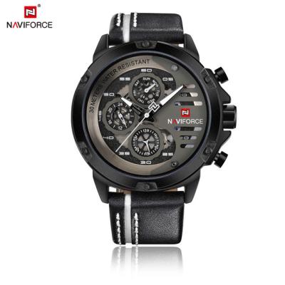 China NAVIFORCE 9110 Chronograph Men Watch Brand Quartz Genuine Leather Male Clock Mens Sports Watches Week Date Top Luxury Military Army Business for sale