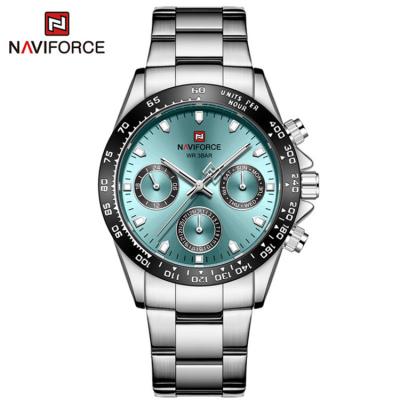 China NAVIFORCE 9193 calendar mens and ladies wristwatches NAVIFORCE 9193 top luxury black silver stainless steel full military quartz male and famela for sale