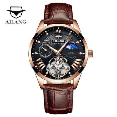 China Moon Phase AILANG Quality Tourbillon Luminous Watch Men Moon Phase Watch Automatic Watch Phase Mechanical Steampunk Transparent Clock for sale