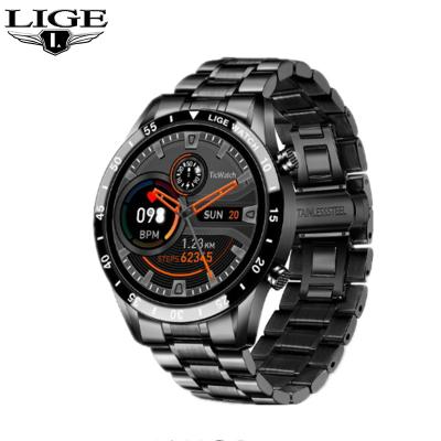 China Men Luxury Full Circle GPS Navigation LIGE Touch Screen Steel Band BT Call Connection Waterproof Sport Activity Watch+Box for sale