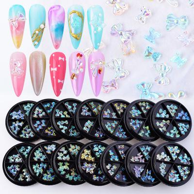 China Art Beauty New 3D Butterfly Bear Resin Charms Aurora Bow Nail Art Accessories Nails for Nails Decoration for sale