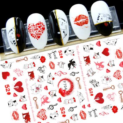 China Long Lasting Nail Decoration Lips Love Heart Angle Rose Valentines Day Nail Art Decal Sticker Supplies for sale